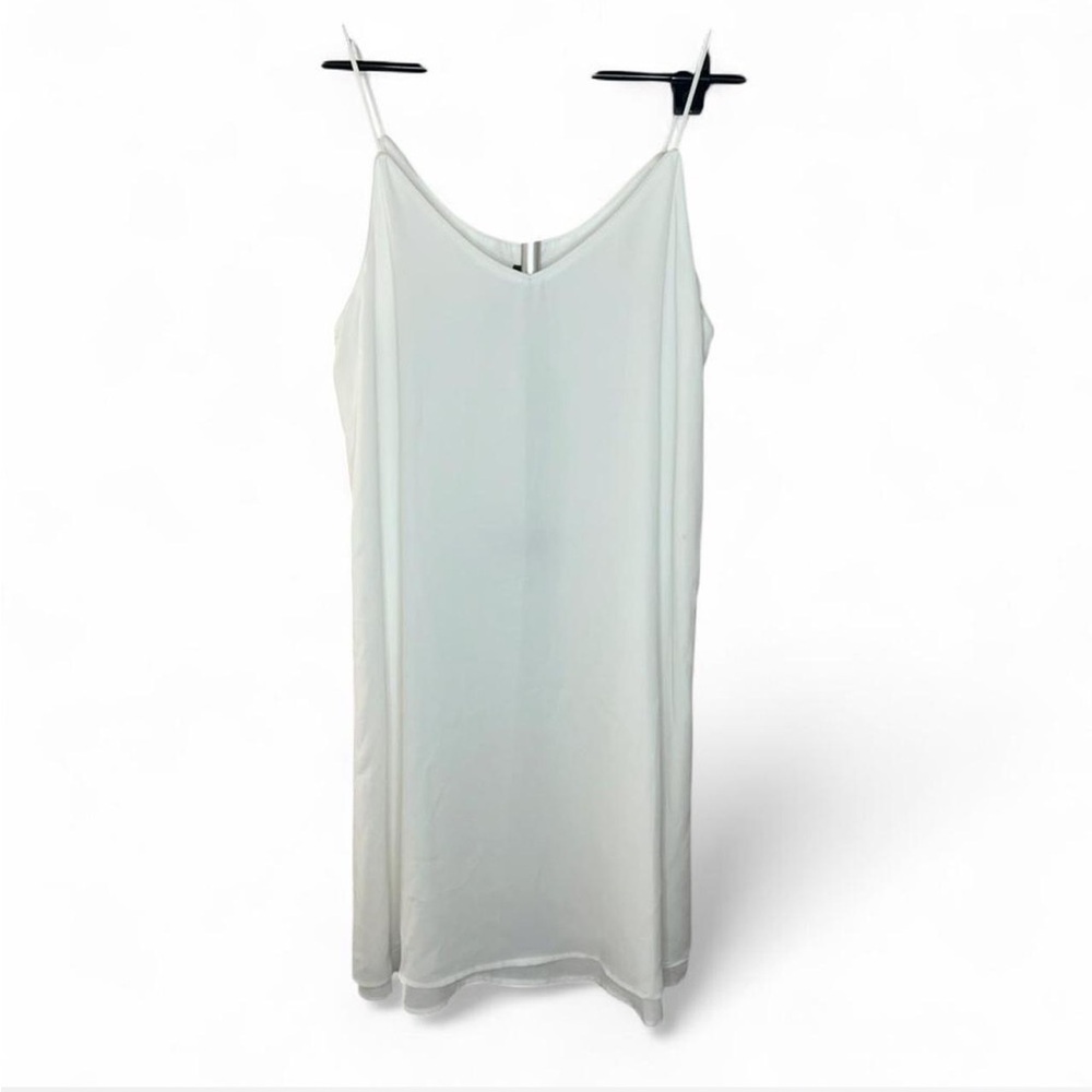 Francesca's Alaya White V-Neck Spaghetti Strap Slip Dress NWT Size S